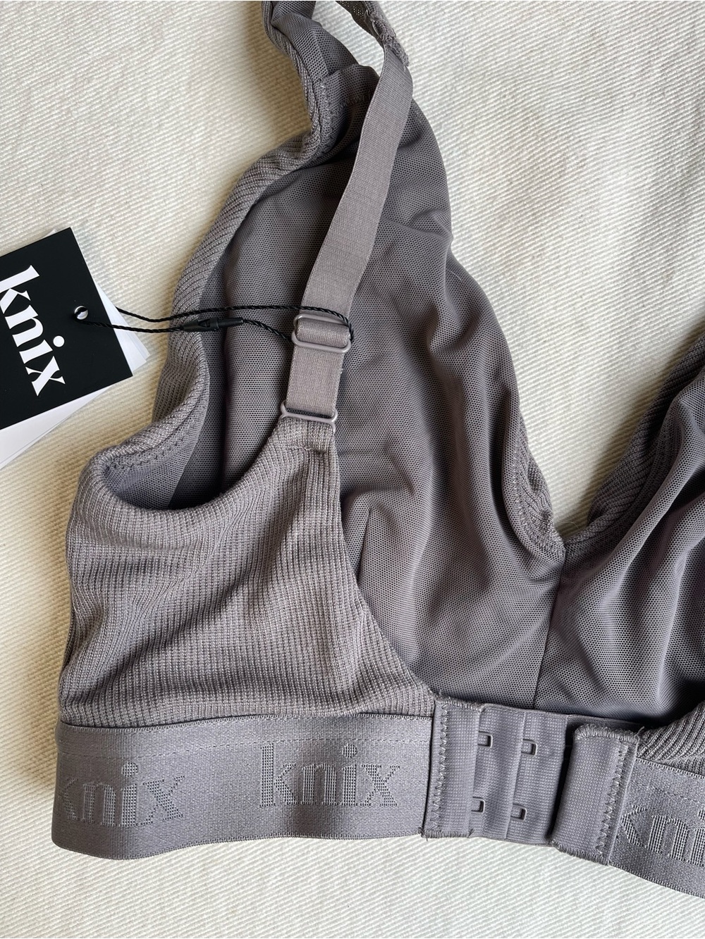 Knix Logo Rib Modal Bra Grey - Picture 10 of 12